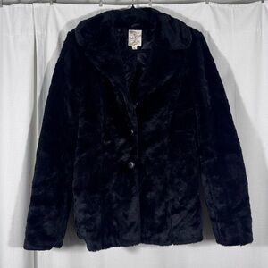 Black Y2K Faux Fur Jacket by Tulle